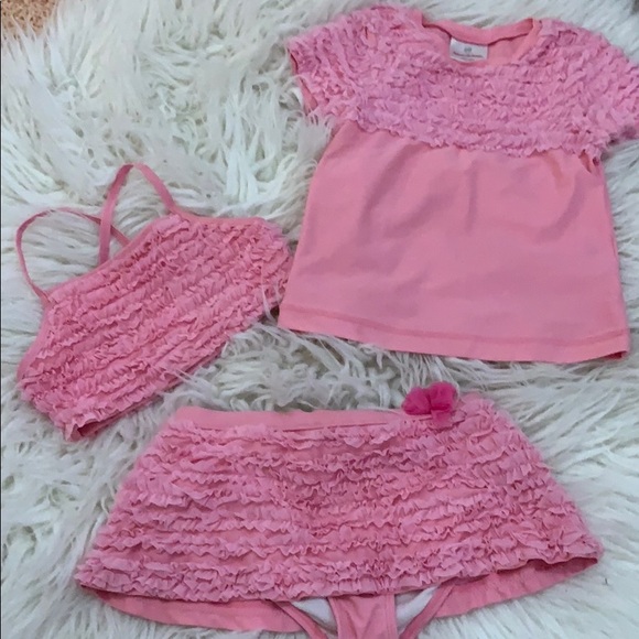 3 pc Hanna Andersson ruffle tankini & rash guard - Picture 9 of 9